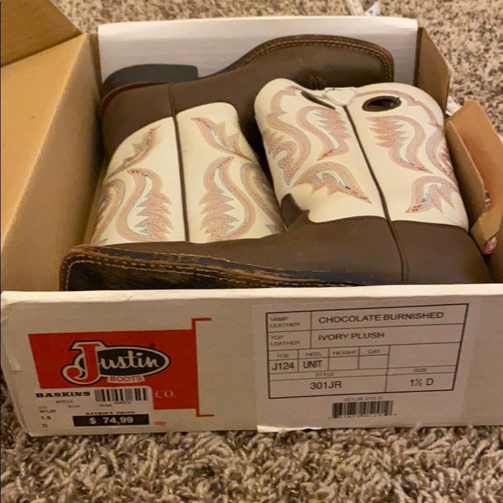 Justin Youth 1.5 chocolate Burnished Cowboy boots